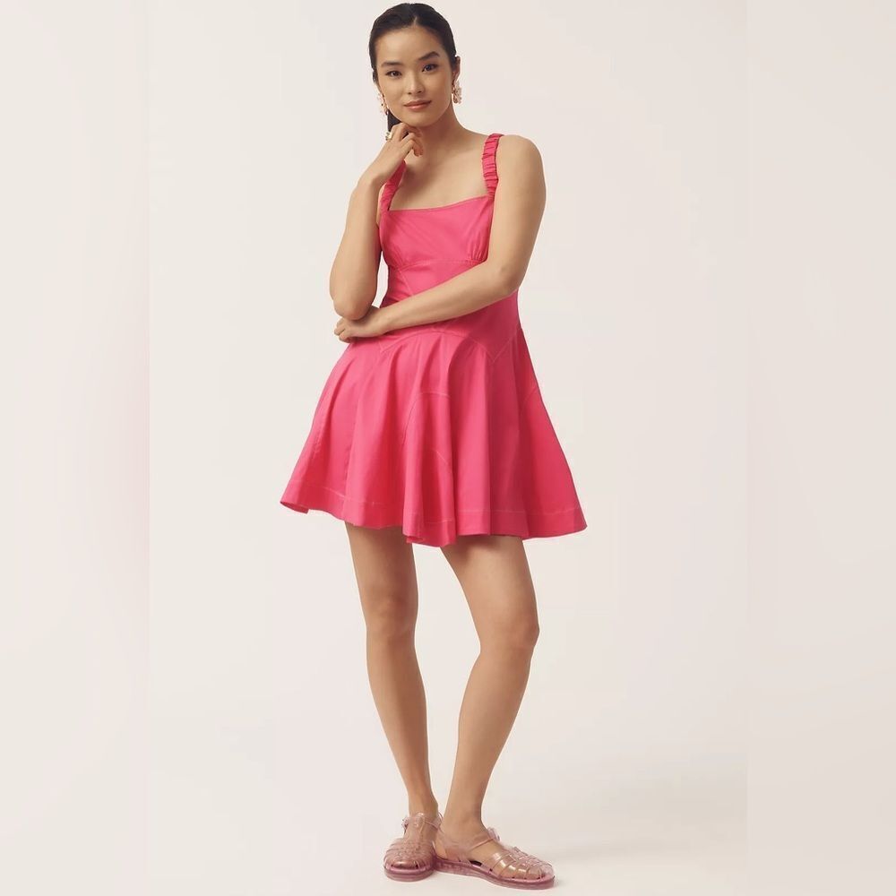 Anthropologie Plunge Drop-Waist A-Line Mini Dress